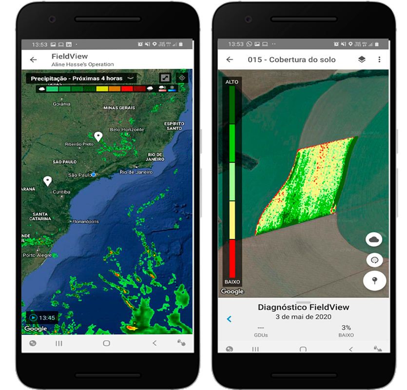 Capturas del Radar Meteorológico y del Diagnóstico FieldView