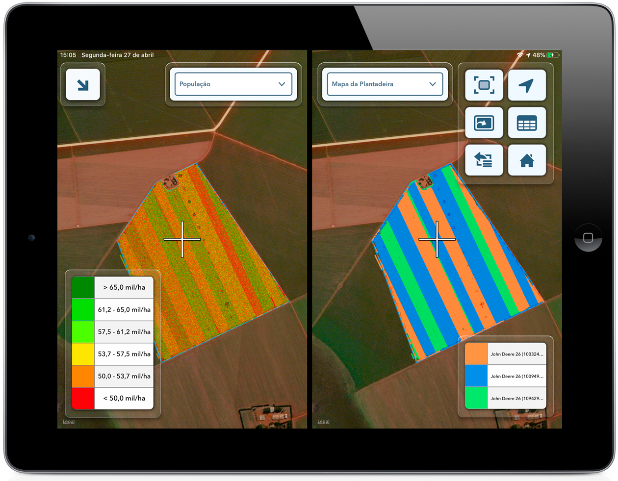 Datos de mapas en un tablet